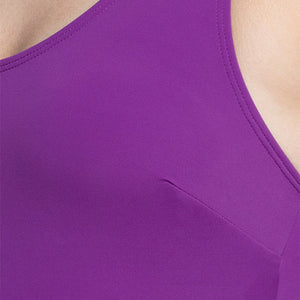Round Neck Padded Swim Dress - Grape Glow