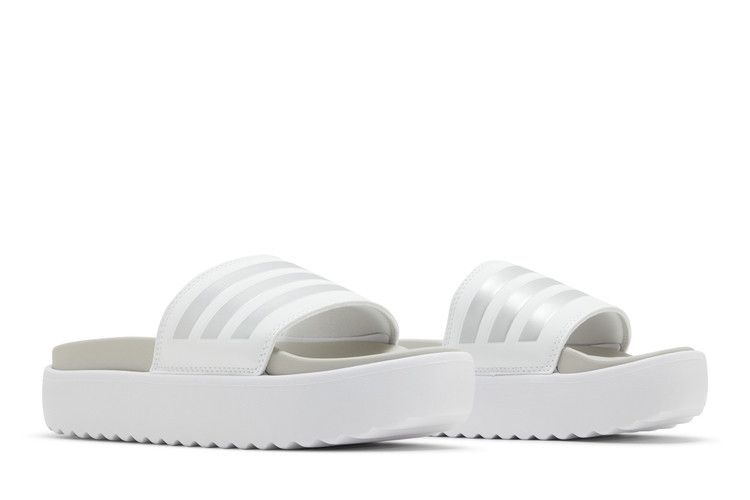 adidas Adilette Platform Slides Cloud White Zero Metalic Grey