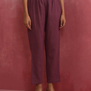 trueBrowns Light Purple Cotton Dobby Flared Kurta Set