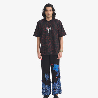 F A R A K | BEAUTY LASTS FOREVER BLOCKPRINT T-SHIRT { BLACK/BLACK