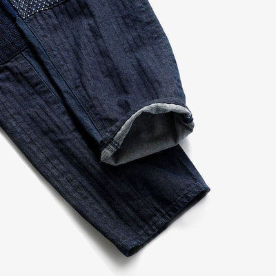 FDMTL | PATCHWORK PANTS RINSE  { INDIGO