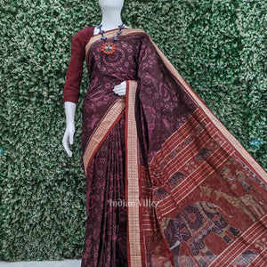 Coffee Tree Motif Odisha Ikat Sambalpuri Silk Saree