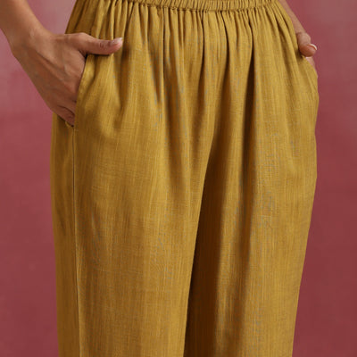 trueBrowns Mustard Cotton Kurta Set
