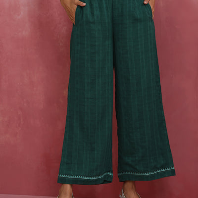 trueBrowns Dark Green Cotton Dobby Co-ord set