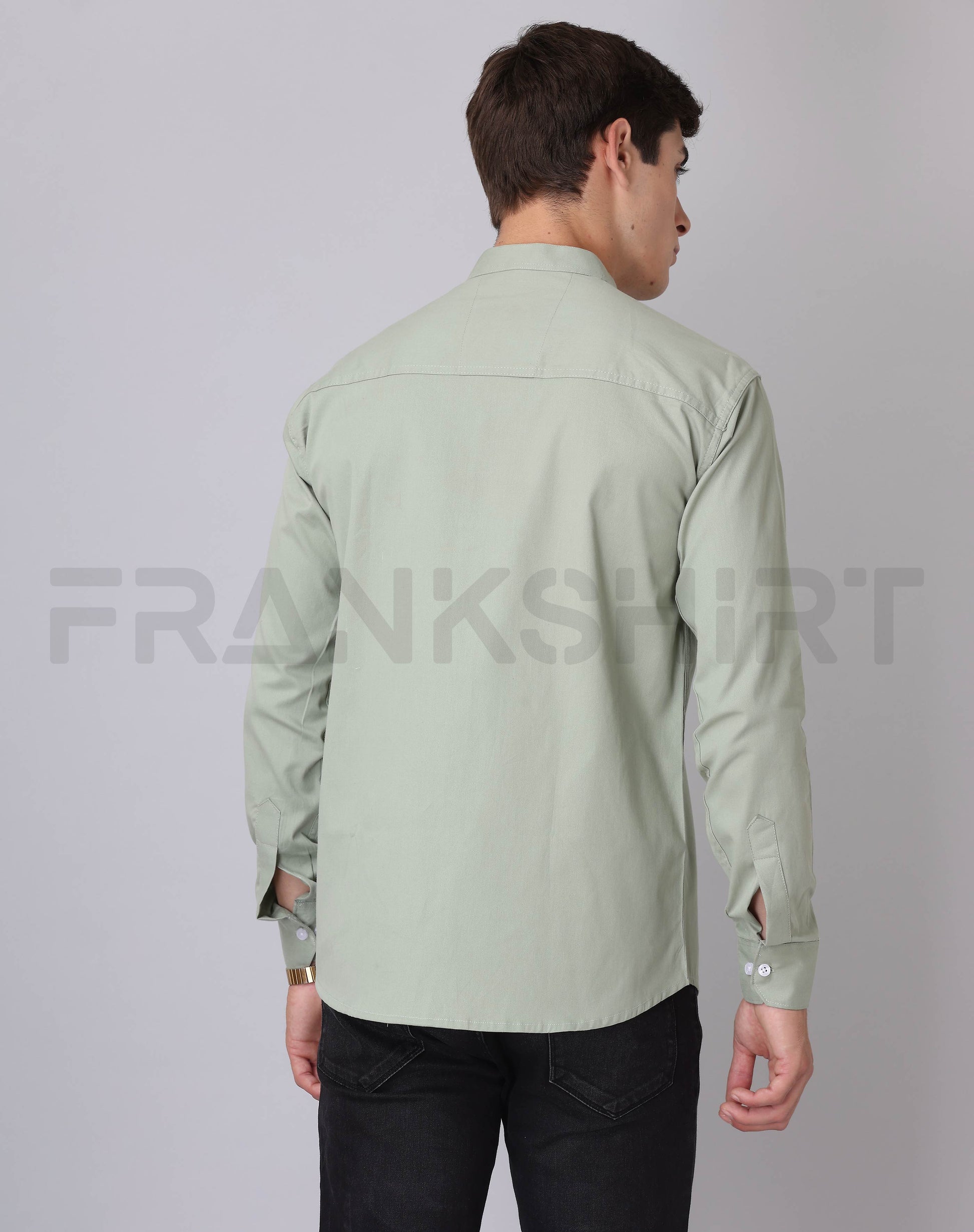 Frankshirt Chinese Collar Pista Tailored Fit Cotton Casual Shirt for Man