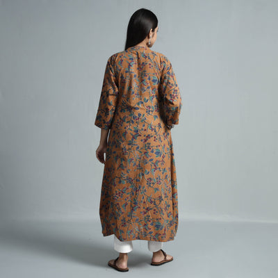 Brown - Kalamkari Printed Cotton Kurta