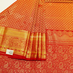 Red With Golden Pure Kanjivaram Silk Saree