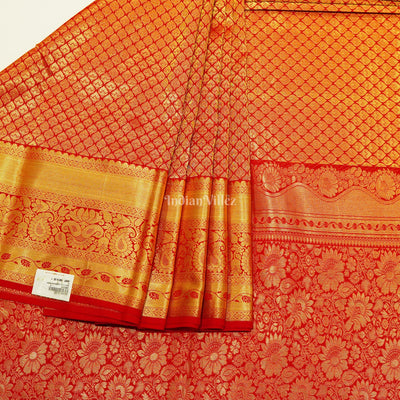 Red With Golden Pure Kanjivaram Silk Saree