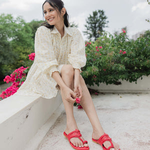 Indian Red Solid Kolha Flats