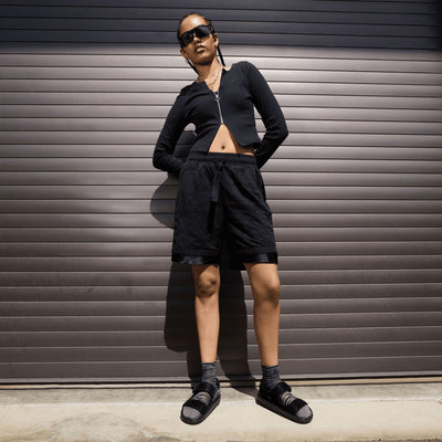 Nike | CALM SANDALS  { BLACK/BLACK-BLACK