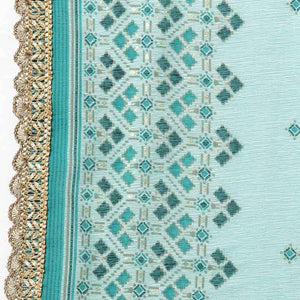 Sea Green Cotton blend Anarkali Kurta Pant With Dupatta VKSKD1463