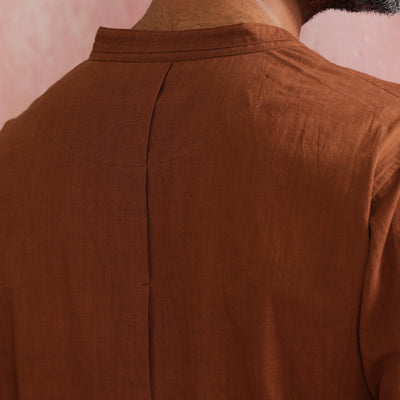 trueBrowns Men's Brown Cotton Shirt