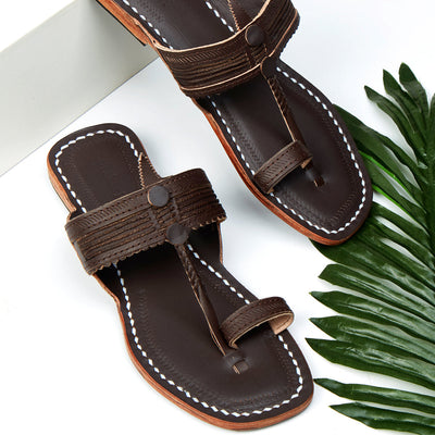 Brown Handstitched Leather Kolhapuri Women Slipper