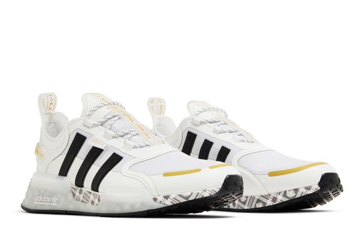 adidas NMD R1 V3 White Black Gold Tartan Trefoil