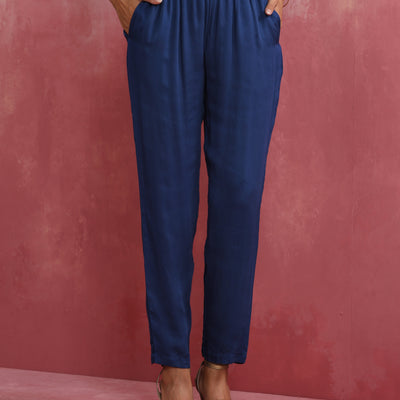 trueBrowns Blue Modal High Low Kurta Co-ord Set