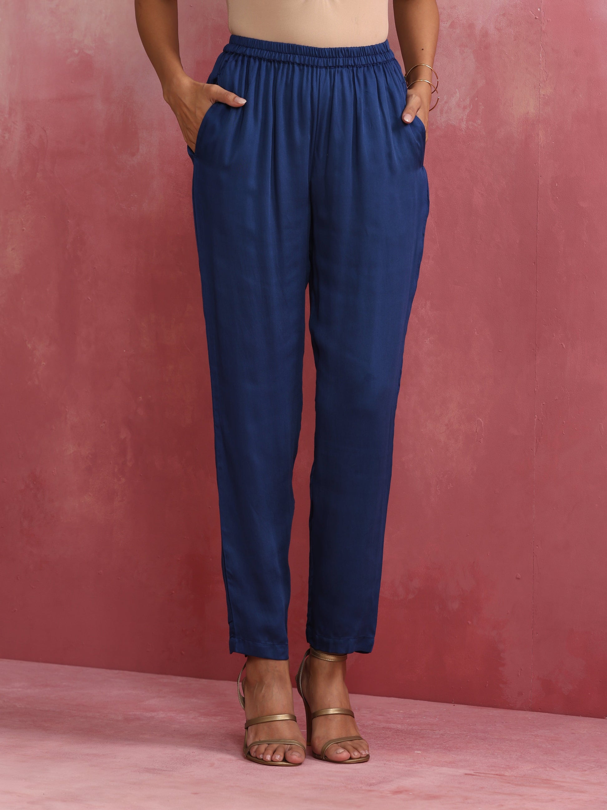 trueBrowns Blue Modal High Low Kurta Co-ord Set
