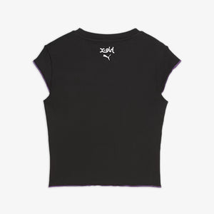 Puma | x X-GIRL RIBBED SLIM FIT TEE  { BLACK