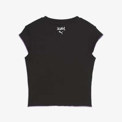 Puma | x X-GIRL RIBBED SLIM FIT TEE  { BLACK