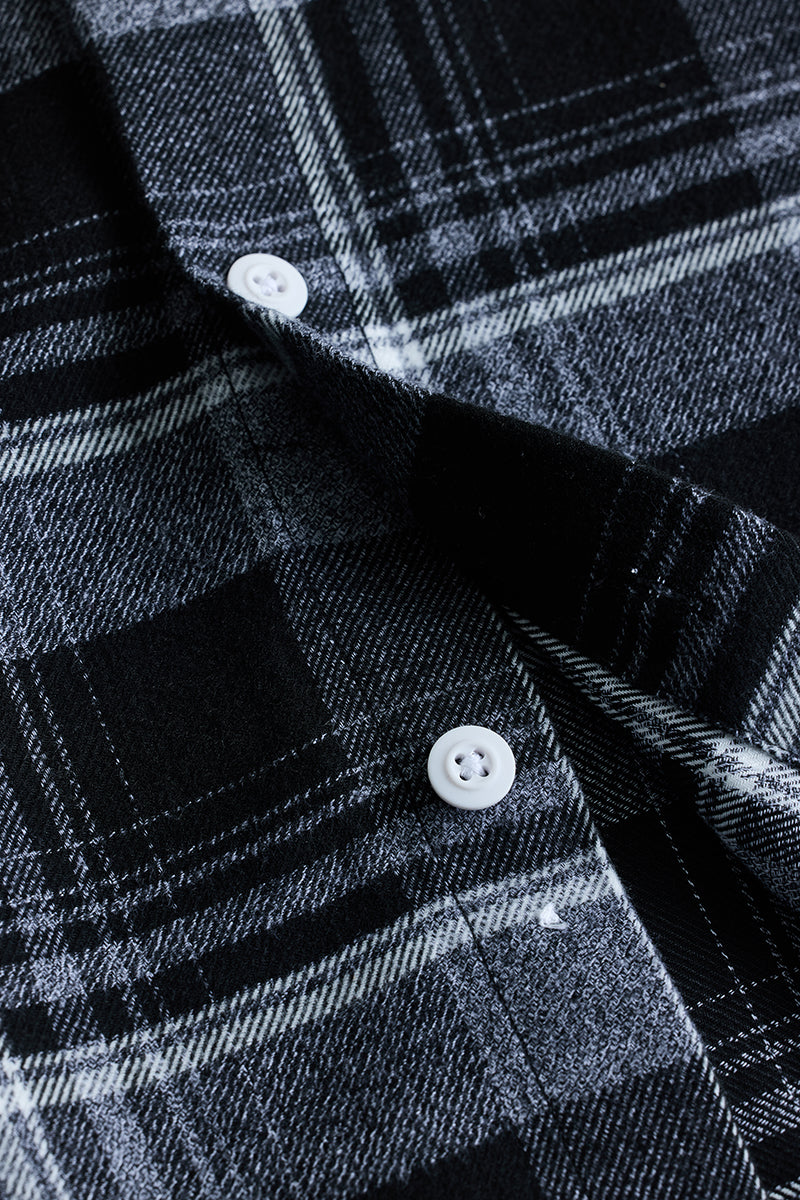 Black Plaid Box Fit Flannel Shirt