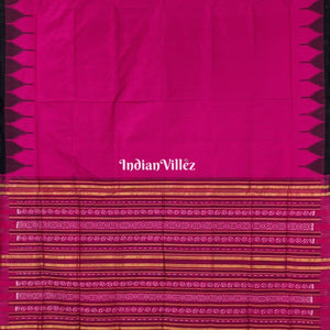 Pink Stripes Sambalpuri Ikat Silk saree with Zari Tissue Pallu