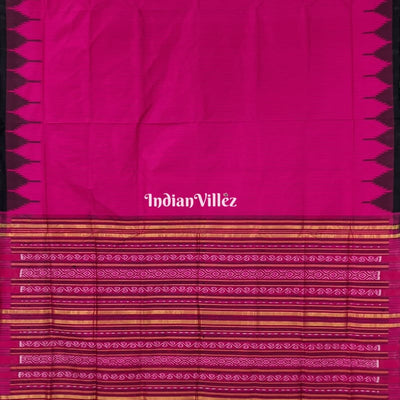 Pink Stripes Sambalpuri Ikat Silk saree with Zari Tissue Pallu