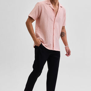 Peach Box Fit Linen Blend Shirt