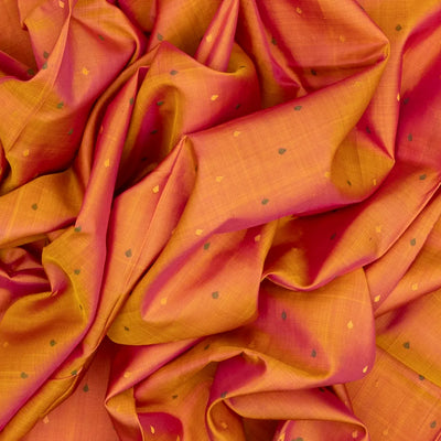 Orange Handloom Uppada Silk Saree With Droplet Zari Buttas