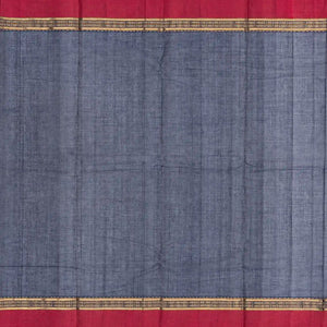 Navy Blue Handloom Kanchi Cotton Saree With Spear Buttas