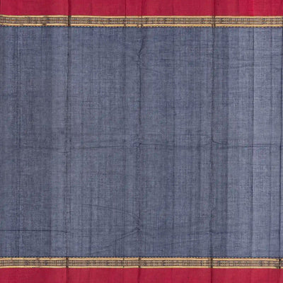 Navy Blue Handloom Kanchi Cotton Saree With Spear Buttas