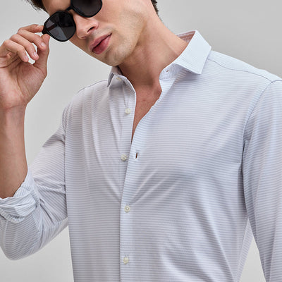 Light Grey Stripes Stretch Shirt