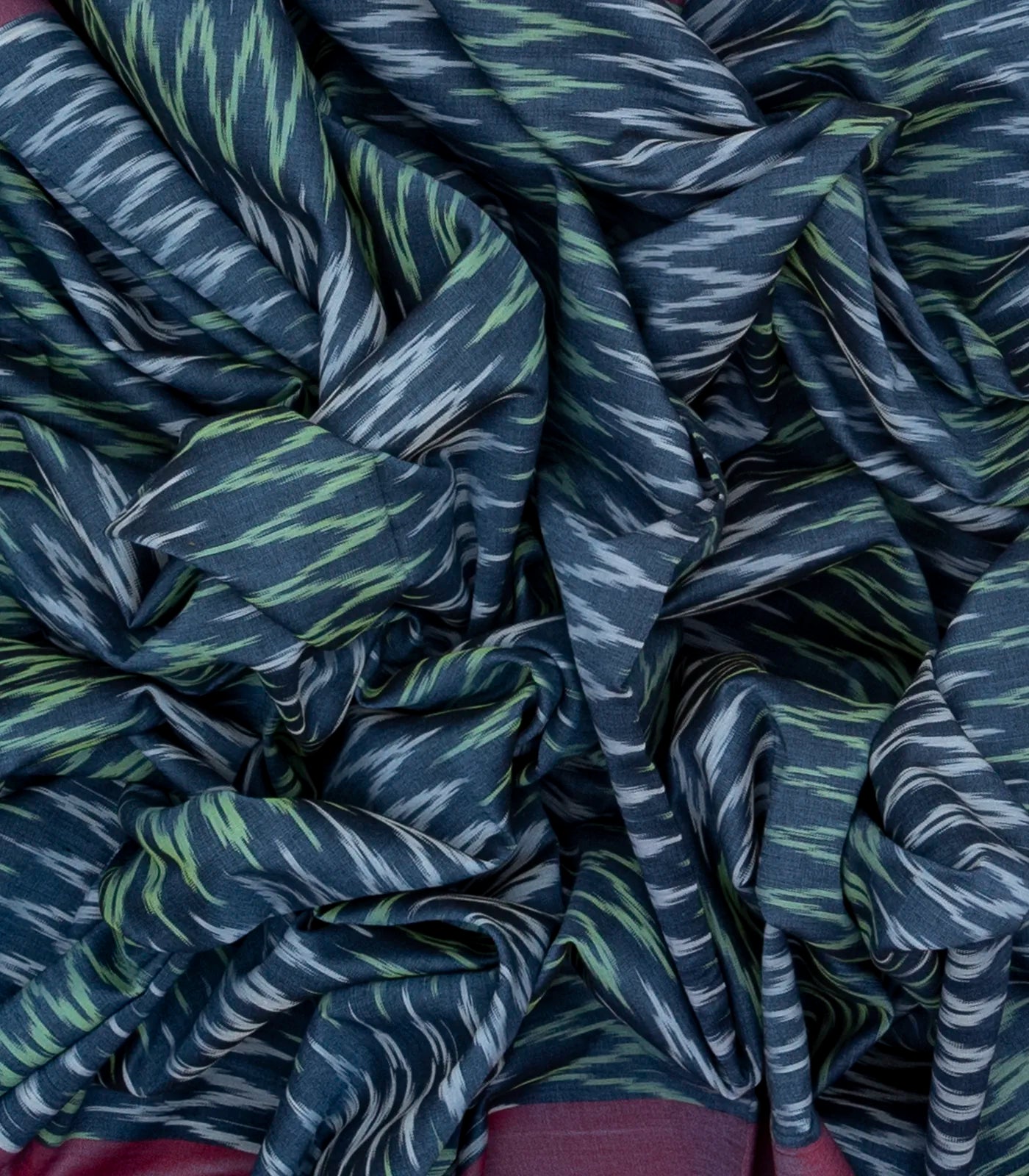 Navy Blue Handwoven Orissa Cotton Saree With Tie & Dye Chevron Motifs