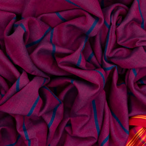 Purple Handloom Bhujodi Cotton Saree With Stripes