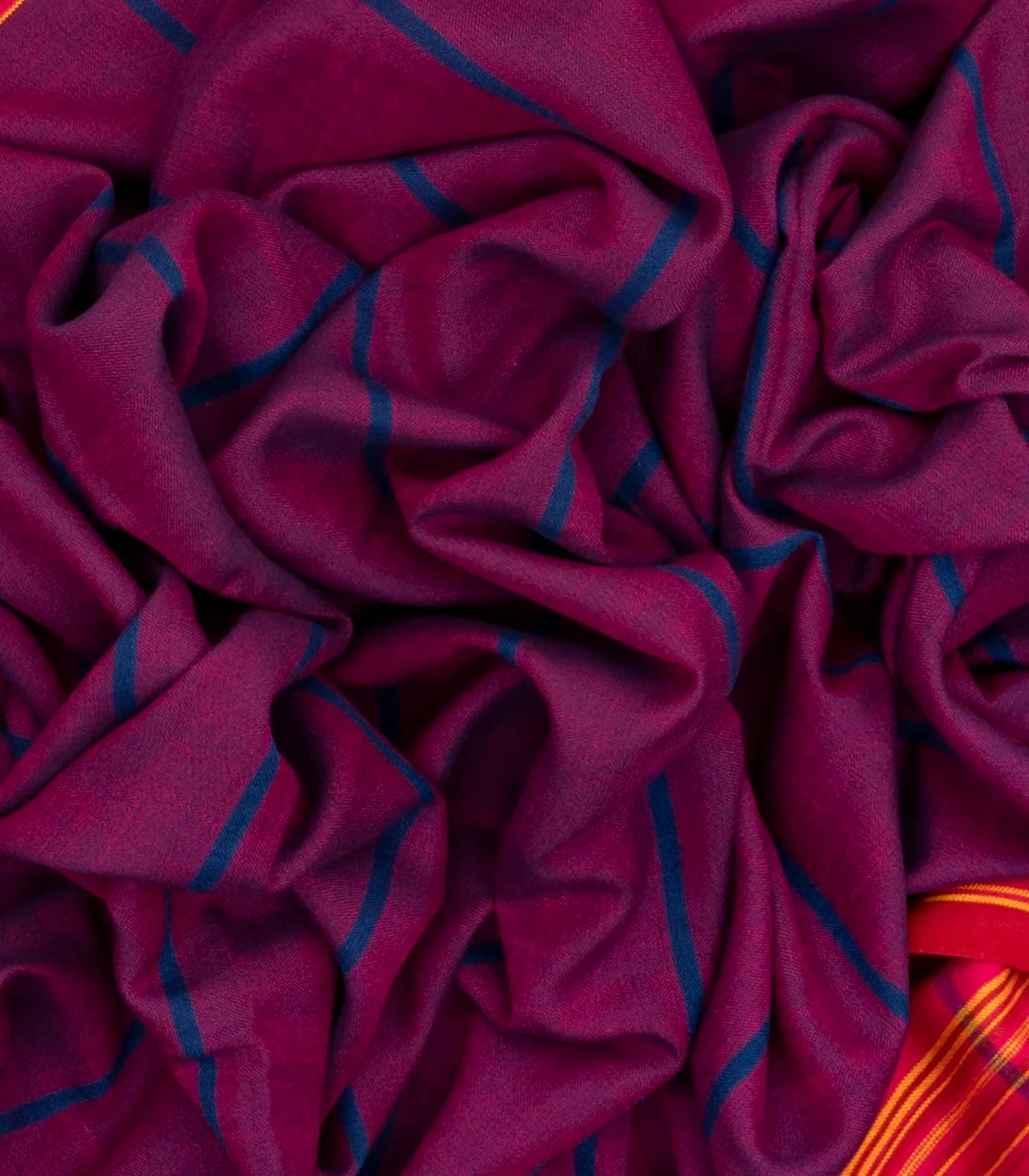 Purple Handloom Bhujodi Cotton Saree With Stripes