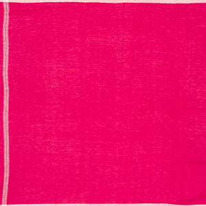 Hot Pink Handloom Bhujodi Cotton Saree With Buttas & Stripe Border