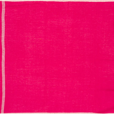 Hot Pink Handloom Bhujodi Cotton Saree With Buttas & Stripe Border