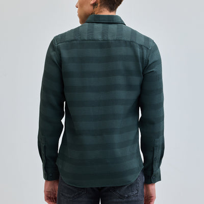 Green Textured Slim Fit Shirt