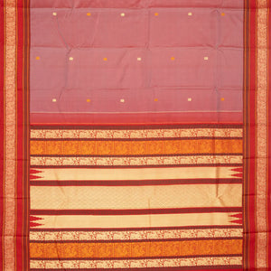 Dusty Pink Handloom Kanchipuram Silk Saree With Elephant Motifs