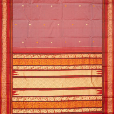 Dusty Pink Handloom Kanchipuram Silk Saree With Elephant Motifs
