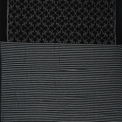 Black Handwoven Orissa Cotton Saree With Tie & Dye Floral Motifs