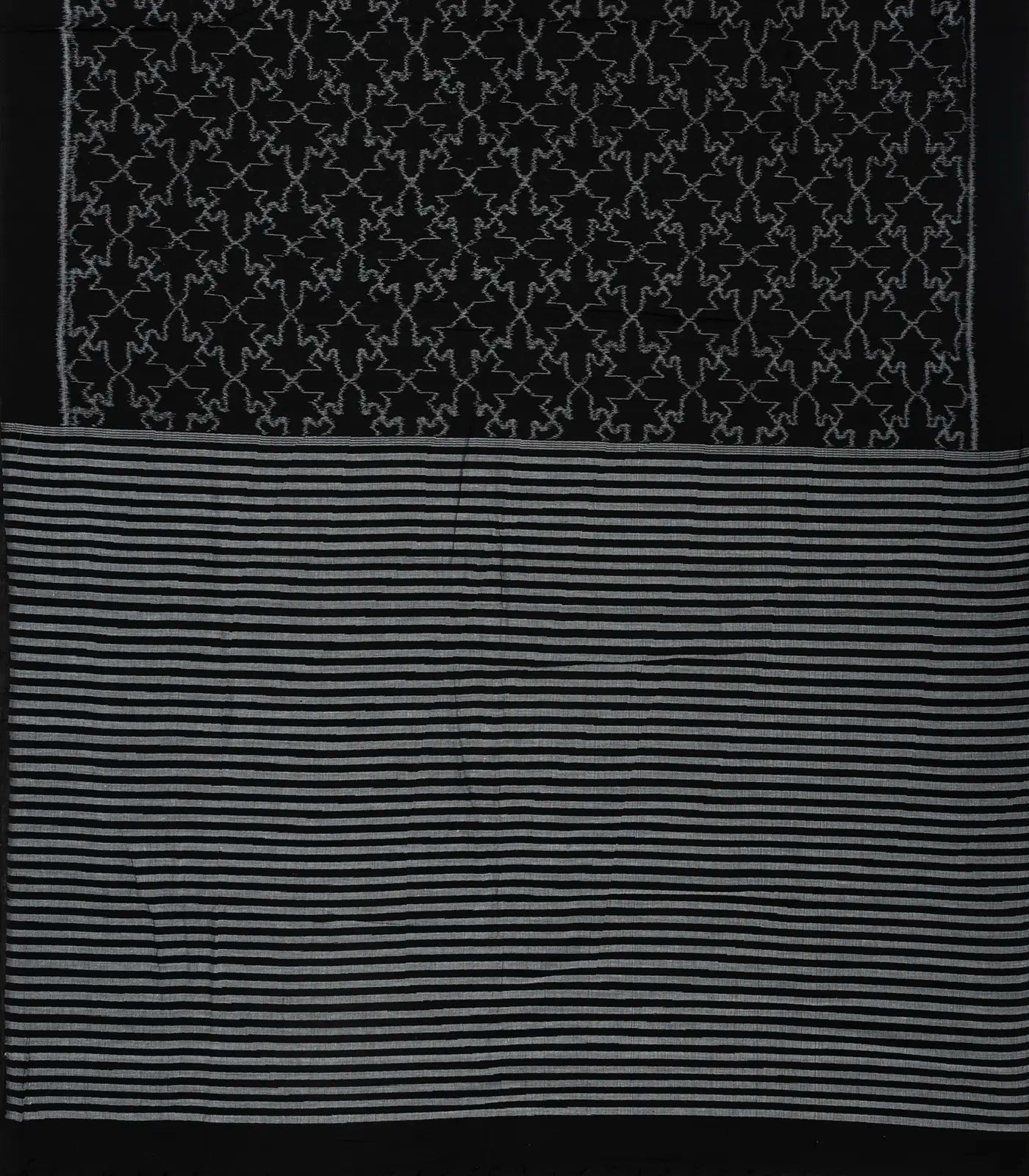 Black Handwoven Orissa Cotton Saree With Tie & Dye Floral Motifs