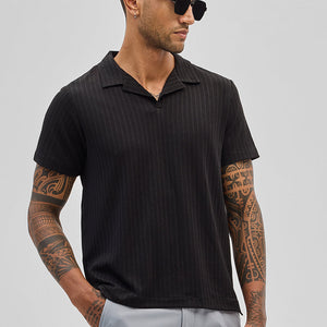 Black Textured Cuban T-Shirt