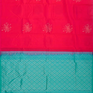 Pink Silk Saree With Floral Motifs & Contrast Pallu