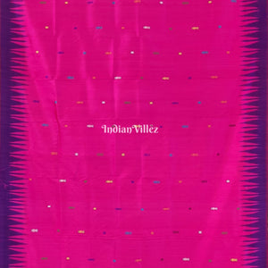 Pink Purple Fish/Flower Motif Contemporary Silk Saree