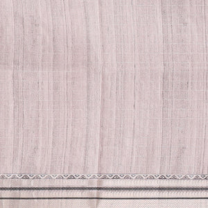 Purple checked semi-banaras tussar saree with contrast jacquard border & striped pallu