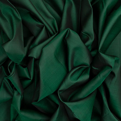 Bottle Green Handloom Kanchipuram Silk Saree With Maroon Border