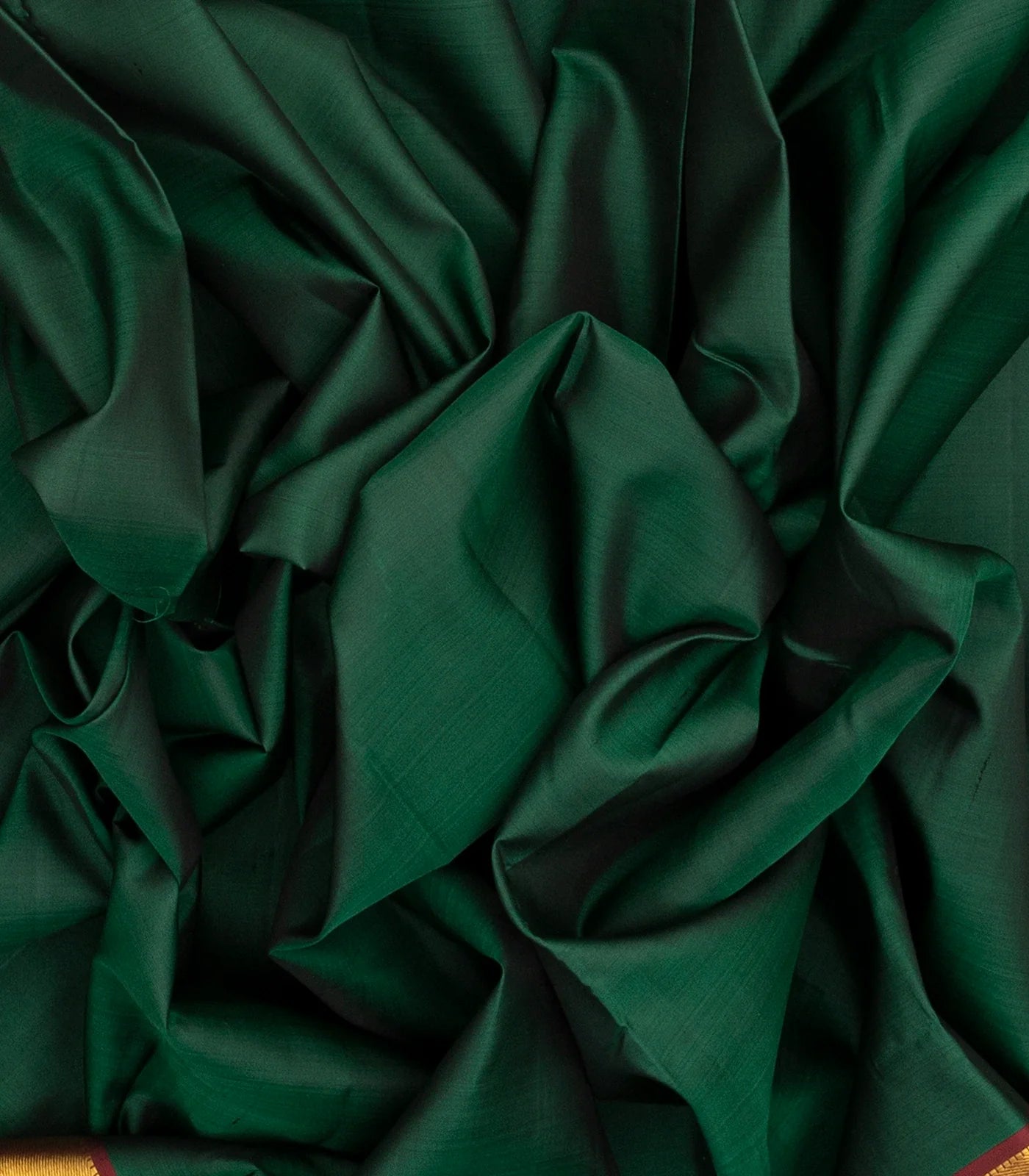 Bottle Green Handloom Kanchipuram Silk Saree With Maroon Border