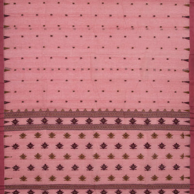 Chestnut Pink Bengal Cotton Saree With Diamond Motifs