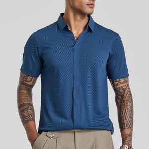 Blue Textured Polo T-Shirt