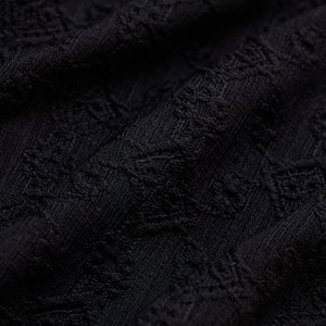 Black Mandarin Self-Design Shirt