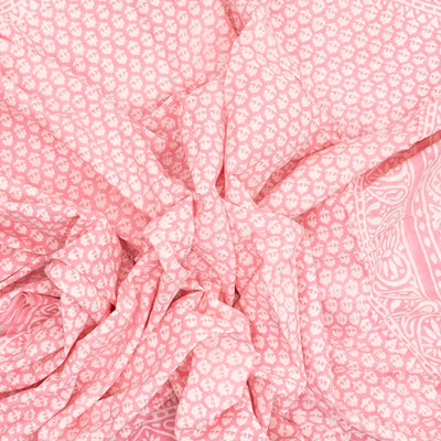 Baby Pink Woven Jaipur Cotton Saree Printed With White Floral Motifs